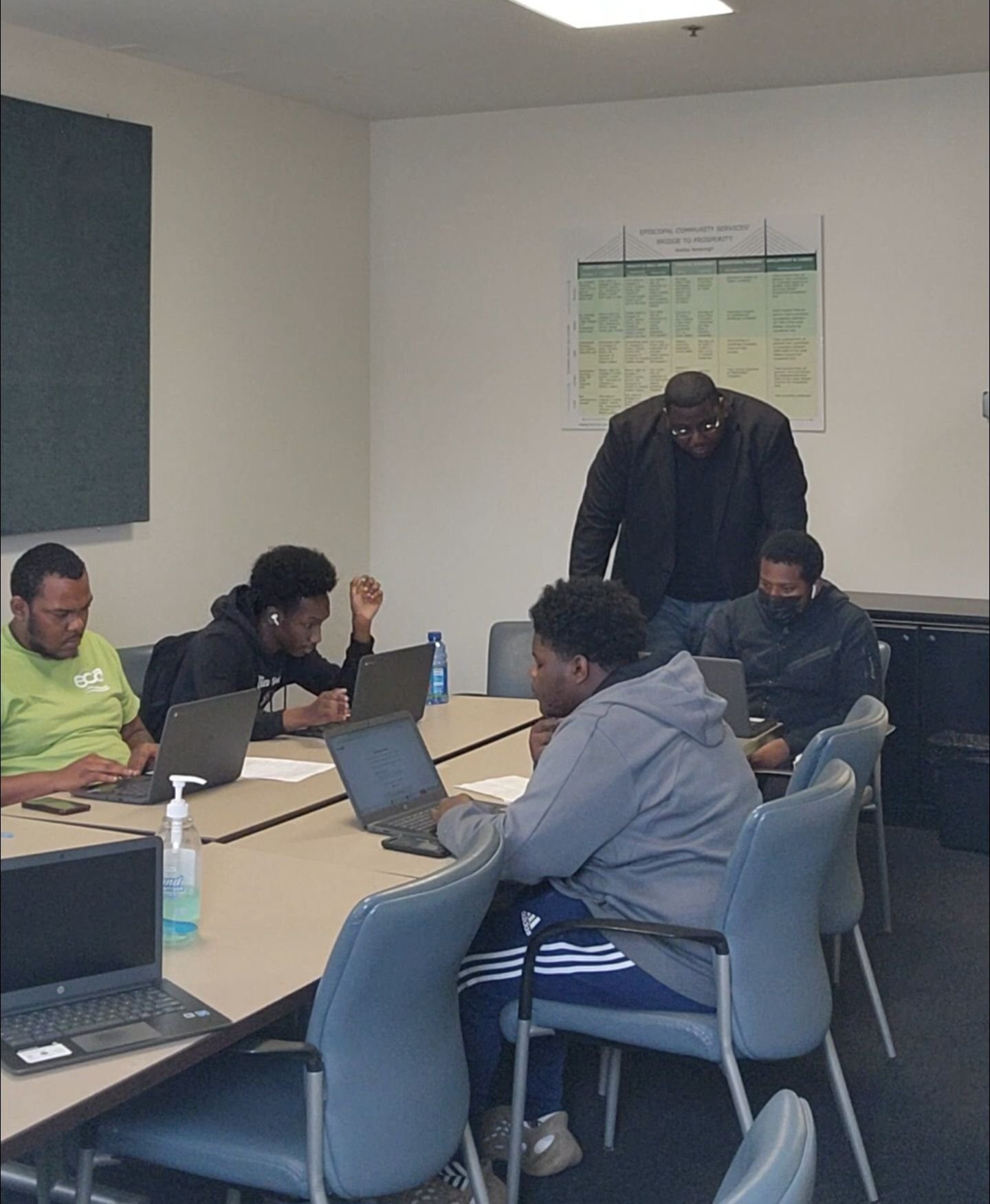 Job readiness workshop with laptops