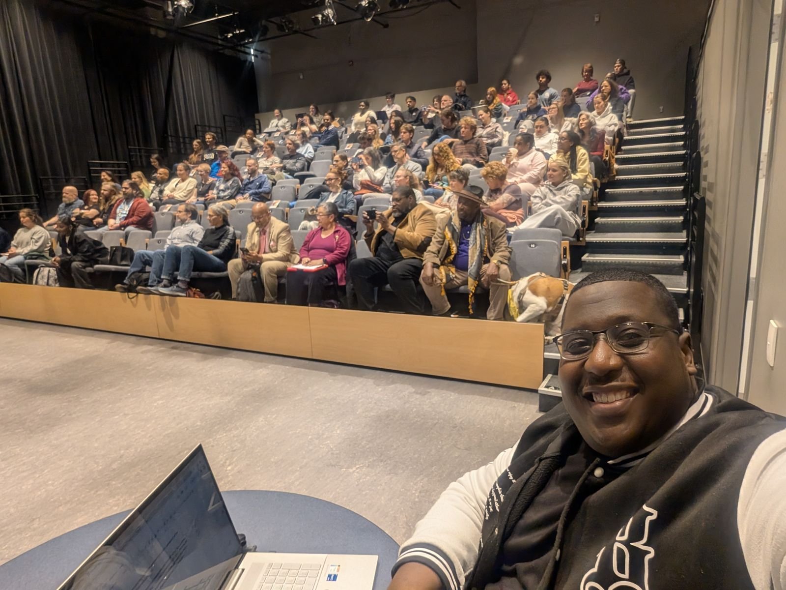 Speaking to a packed auditorium