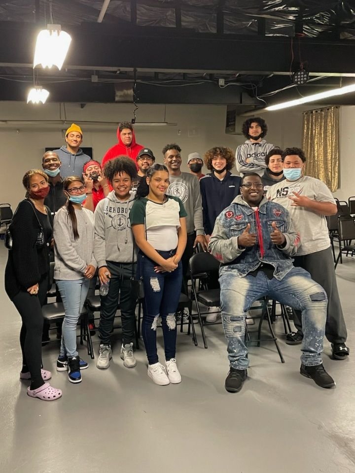 With at-risk youth in studio